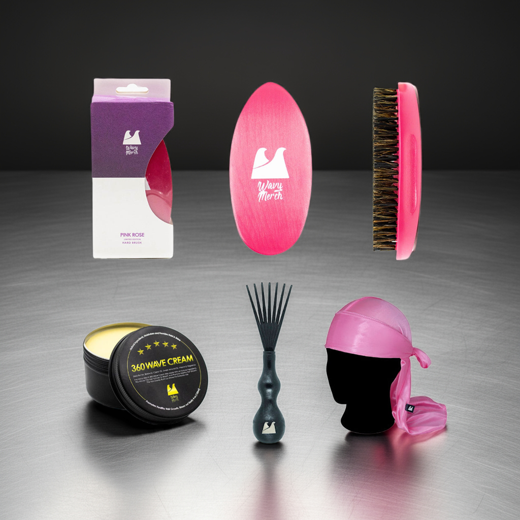 Pink Rosé Hard Brush 360 Wave Kit