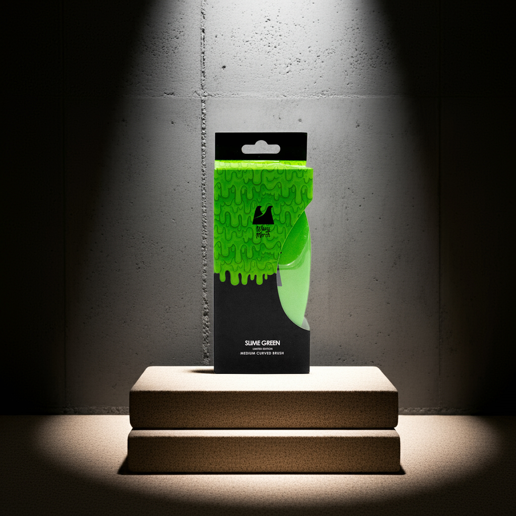 Slime Green Curved Medium Brush