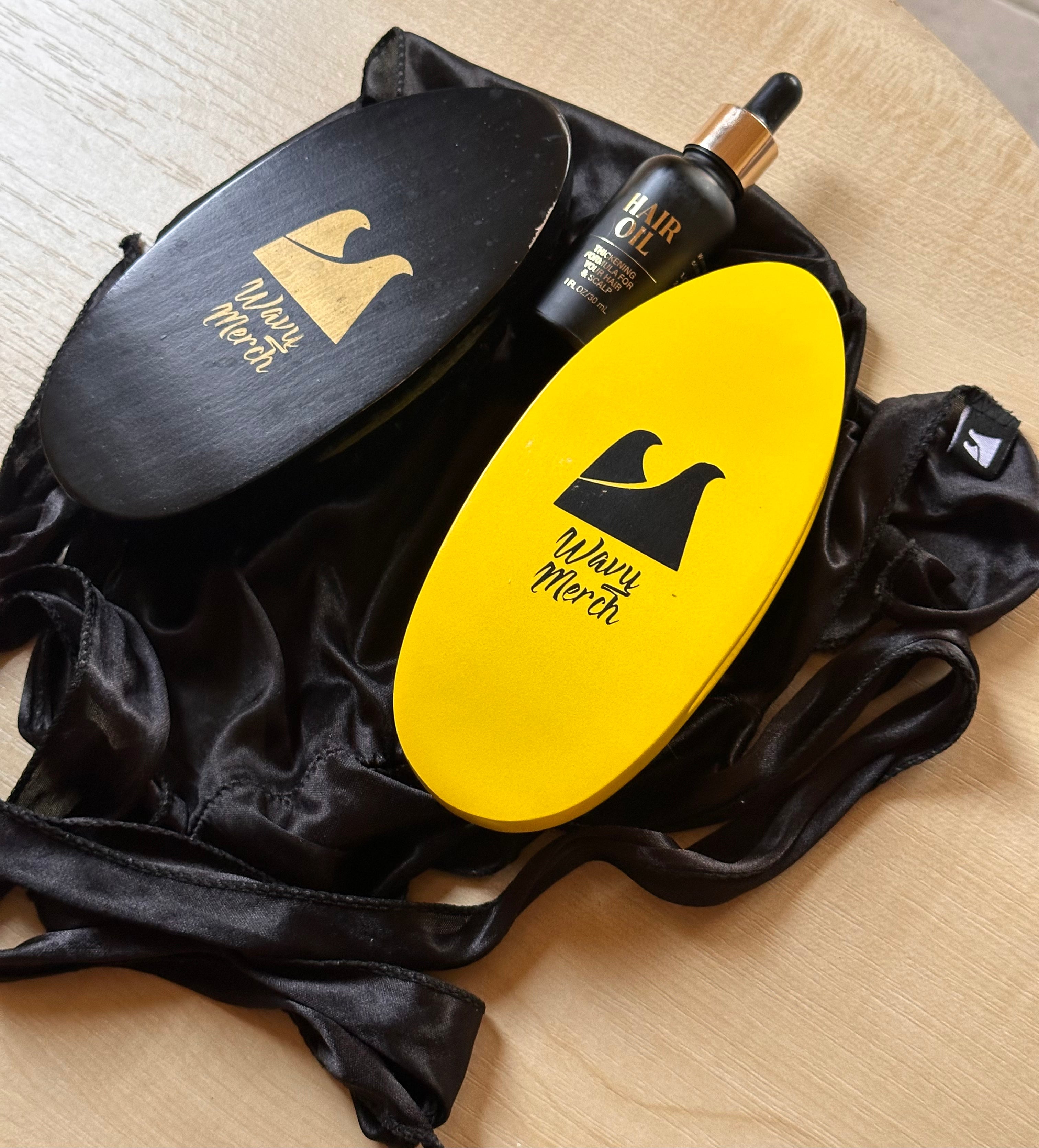 2 wave brushes, hair oil and a durag for the wolfing kit for 360 waves