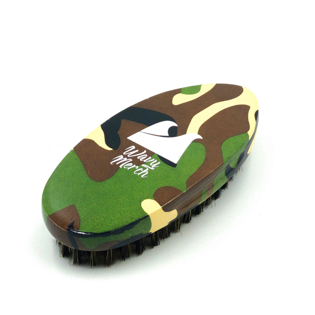 Wavy Merch green camo medium firm 360 wave brush for wolfing and strong wave connections