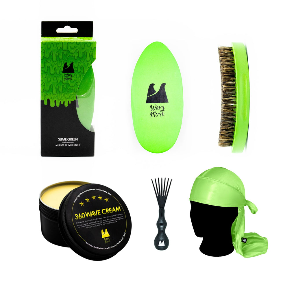 Slime Green Curved Medium Brush Combo Pack